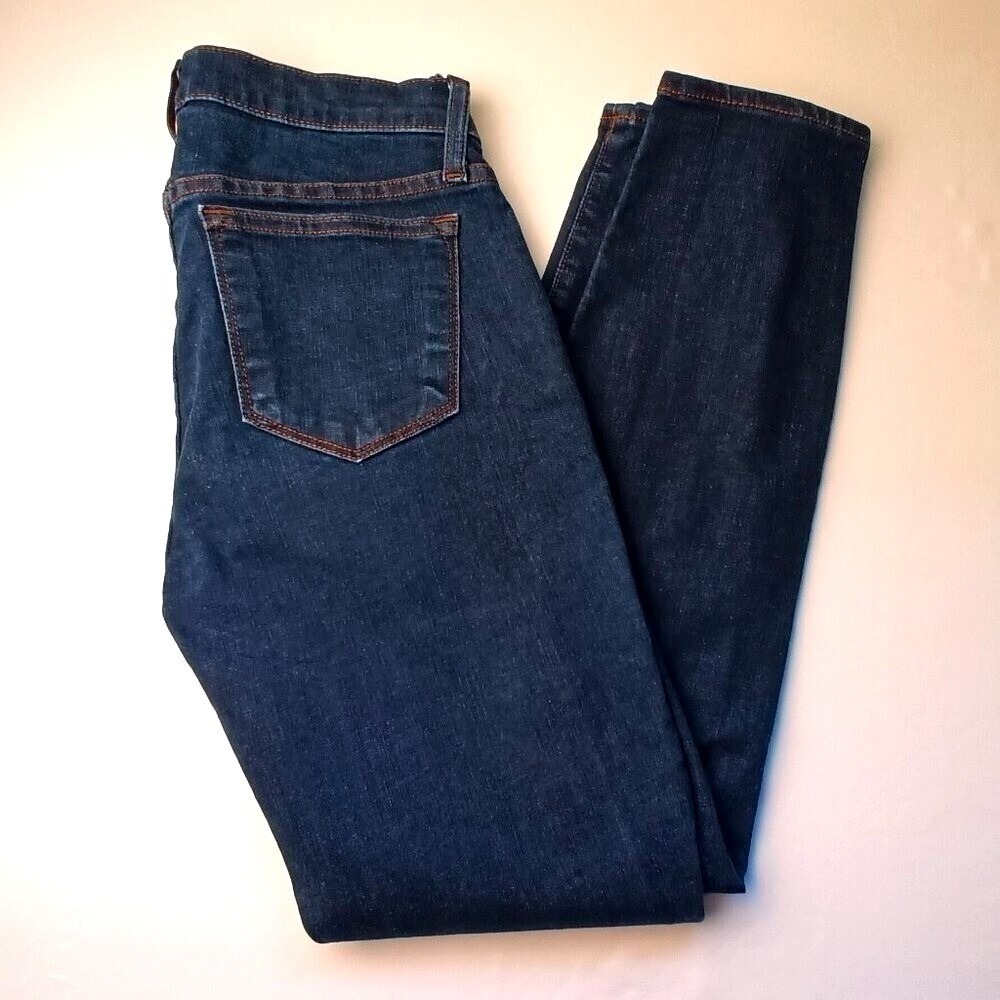 J. Crew Womens 8" Toothpick Skinny Stretch Denim Jeans Size 26/2 Dark Indigo
